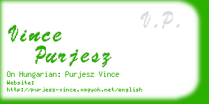 vince purjesz business card